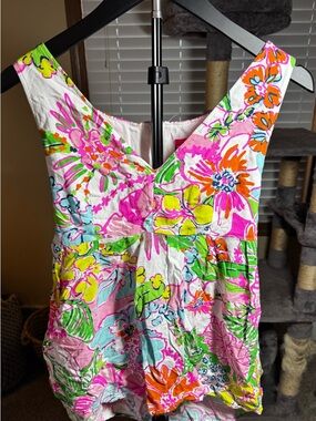Lilly Pulitzer Pink & Multi Floral V-Neck Tank Top